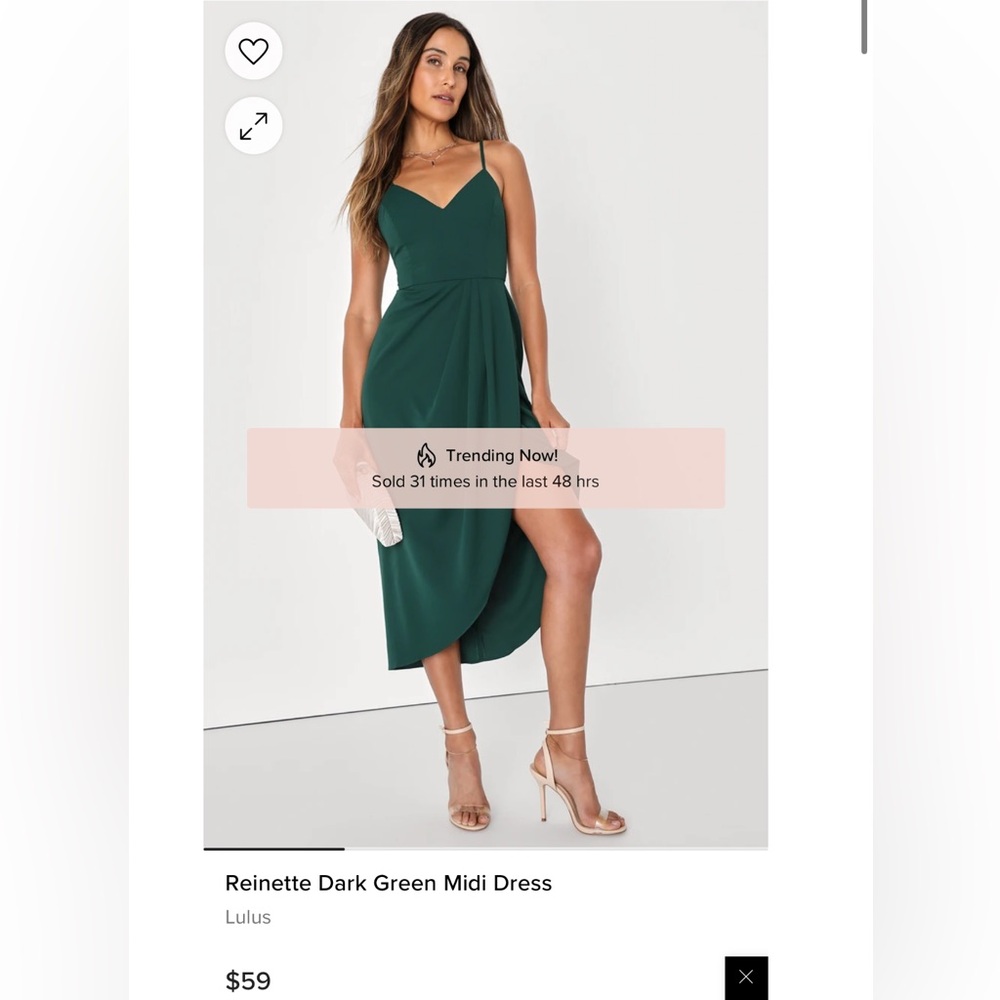 Lulus Reinette Dark Green Midi Dress Large